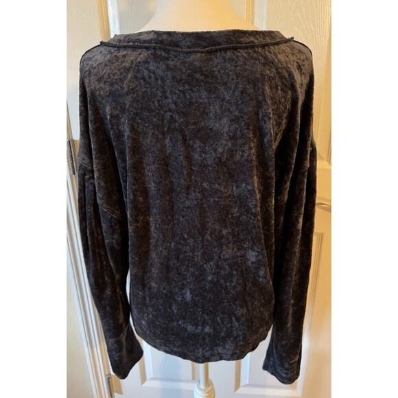 We the Free People Shirt Women Gray Oversized Velour Top Long-Sleeve Size S - Picture 5 of 9